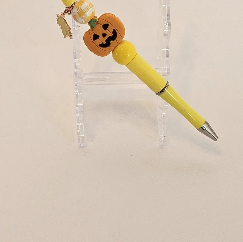 Hand Crafted Halloween Pens Fall & Floral Beaded Set of 3 Ballpoint Black Ink 6